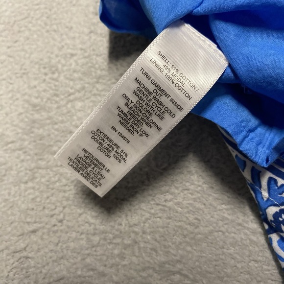 Vineyard Vines Top XL Flutter Sleeve Blue Printed Katama Blue Tile Floral NEW - Picture 7 of 8